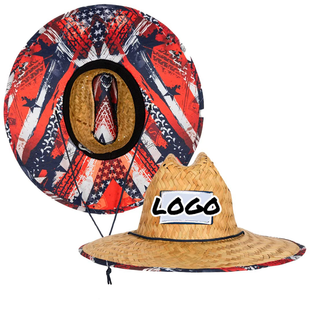 Custom Patches Quality Men Woman Summer Beach Surf Hats Chapeau De Paille Homme Lifeguard Mexican Straw Hat