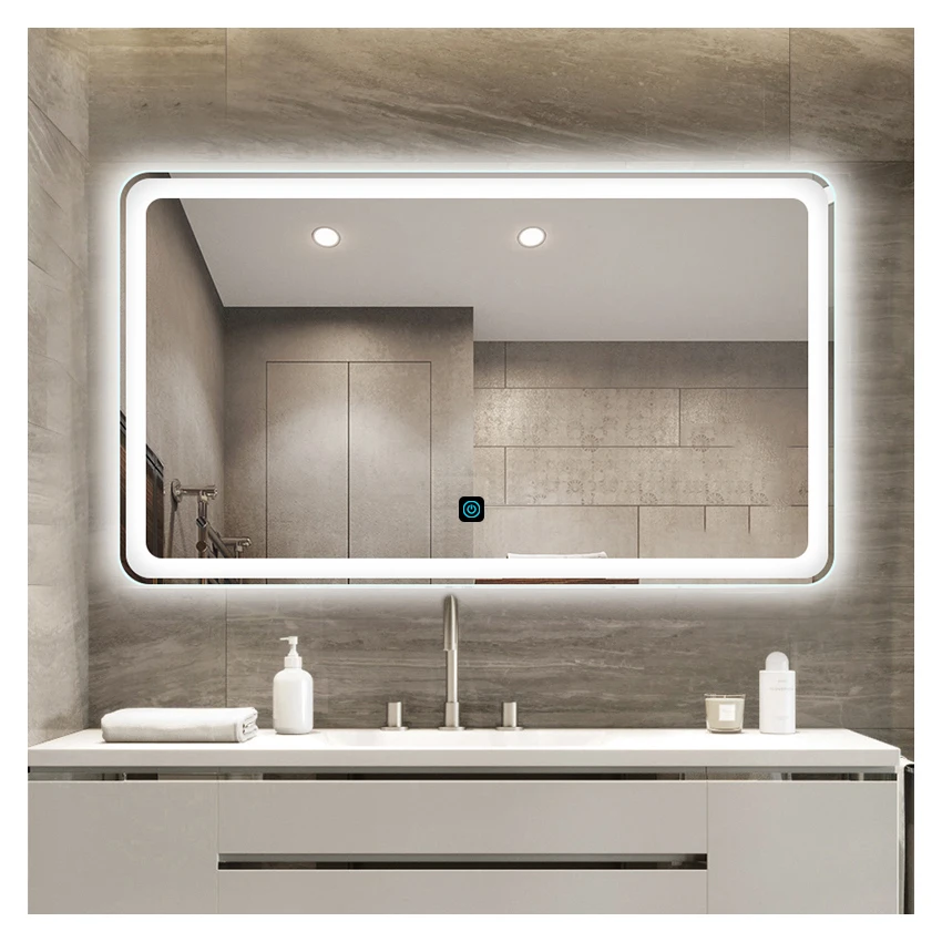 Custom round Bluetooth smart bath mirror illuminated backlit mirror defogger LED bathroom mirror with light