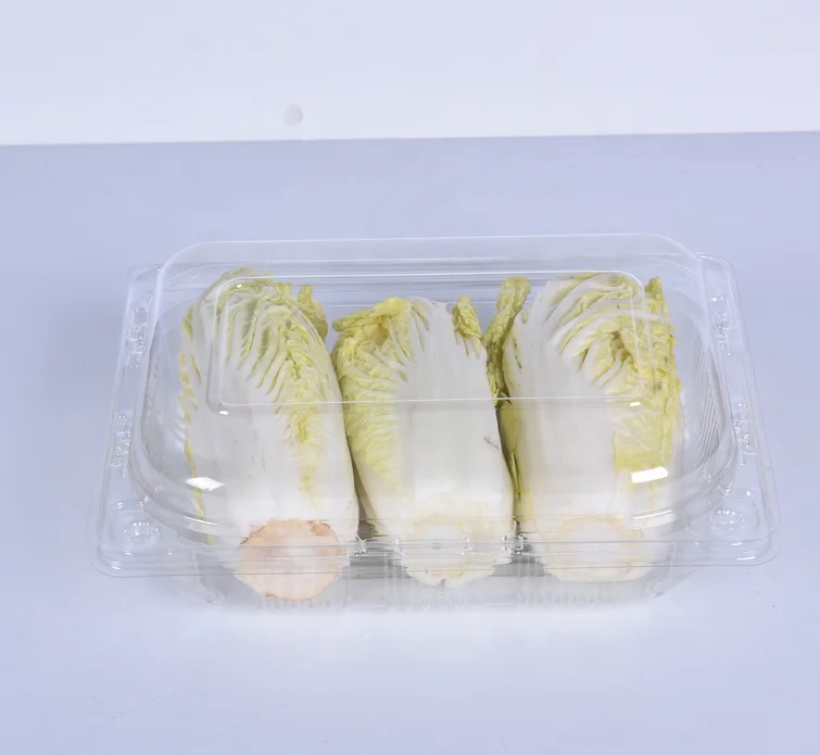 Recycled disposable PET clear plastic blister clamshell fruit vegetable container packaging box