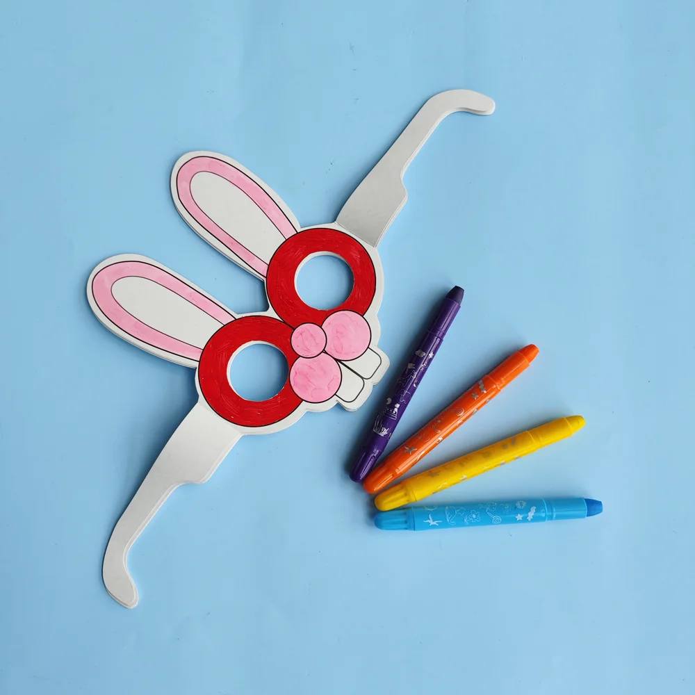GF Factory Wholesale Handmade Easter Party Decorations Kids DIY Coloring Drawing Paper Toys Bunny Mask Kit