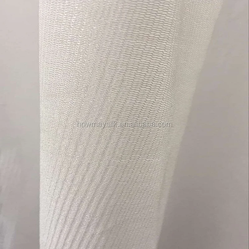 Howmay 100% pure silk tulle fabric 30gsm 135cm white silk knitted transparent soft tulle fabric for wedding dress evening gown