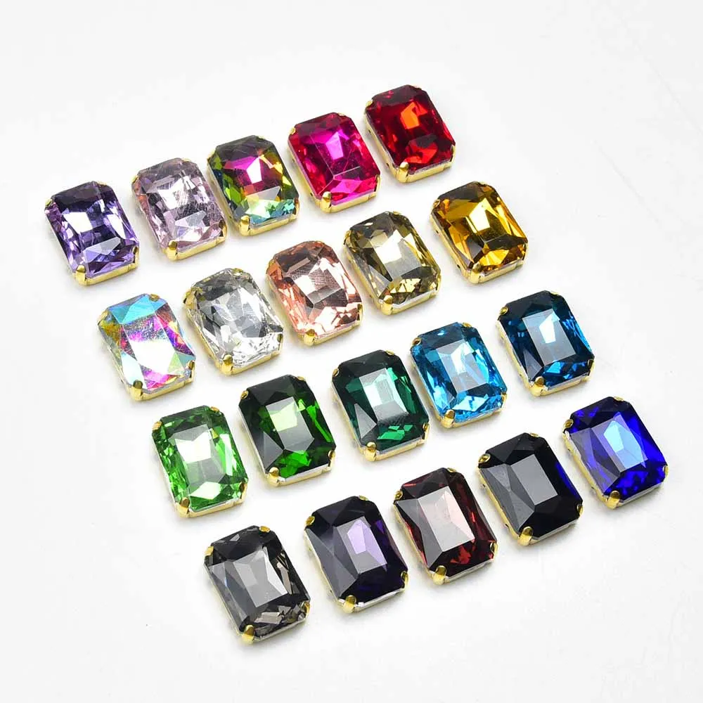 JFS017 Glass Stones Silver Base Rhinestones Clear Crystal Sew On Rhinestones In Claw