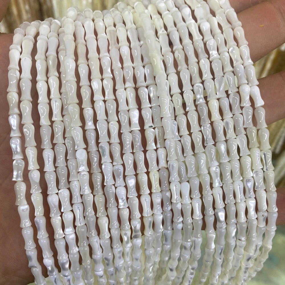 Natural Mother Of Pearl Shell Beads, Loose 4x8mm Vase Flower Bud Shape Seashell Beads For Jewelry Making