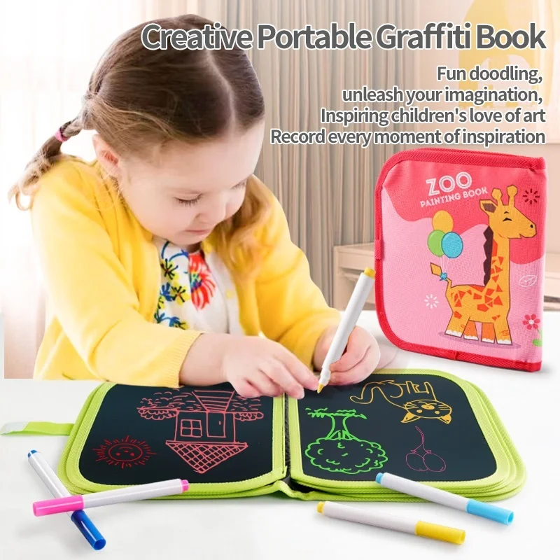 Funny Dust-Free Doodle Children Writing Board Drawing Book with color pens