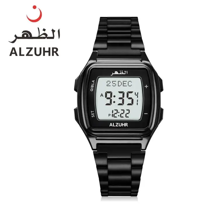 Factory original al fajr watch black alloy case Islamic azan prayer watch ramadan gift/prayer times worldwide ALZHUR302