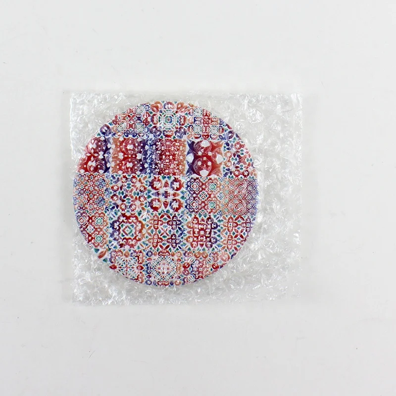 Fast production 10.8cm round absorbent ceramic coaster with cork base for Morocco market