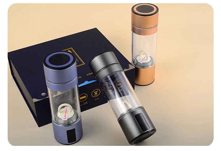 Portable Hydrogen Water Generator with SPE and Pem Technology Rechargeable Portable Glass Hydrogen Water Generator Bottle