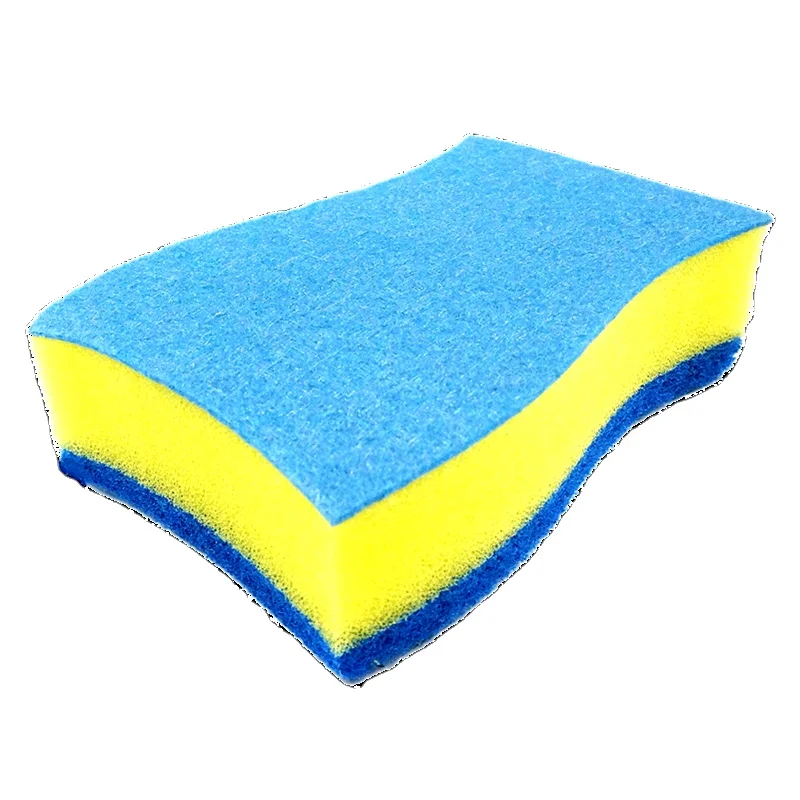 2 IN 1 Dual-Faced Durable Abrasive Handy Sponge scourer with non-woven cloth for Household Cleaning