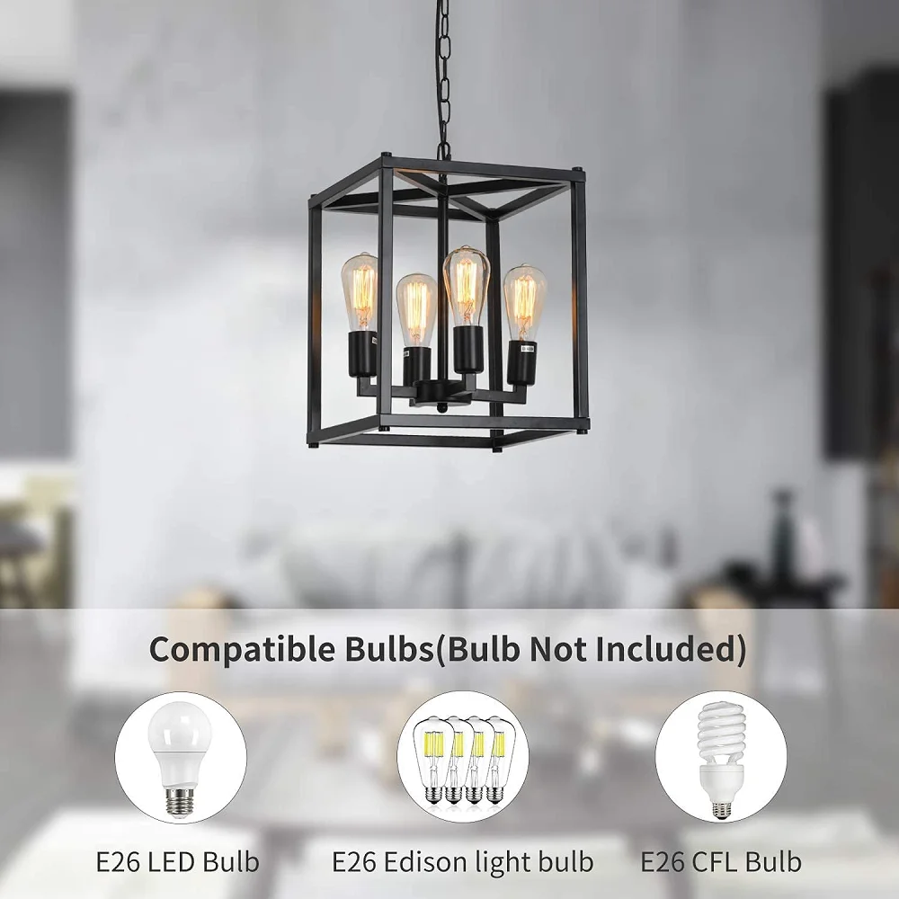 110-240v pendant ceiling lights metal hanging fixture E26 base chandelier for kitchen dining room hallway