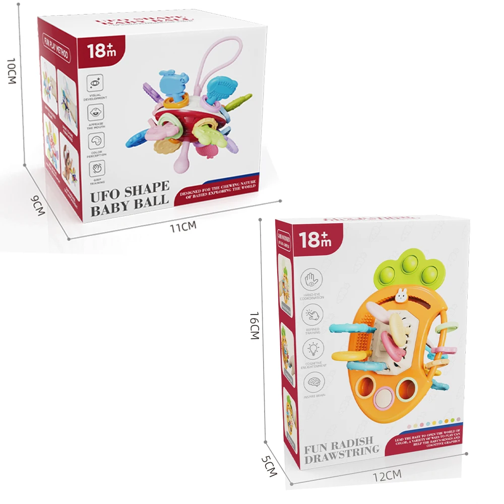 New products baby touch hand grasping Puzzle busy ball Cute radish Flying Disc design gnawed teeth gum grip ability training toy