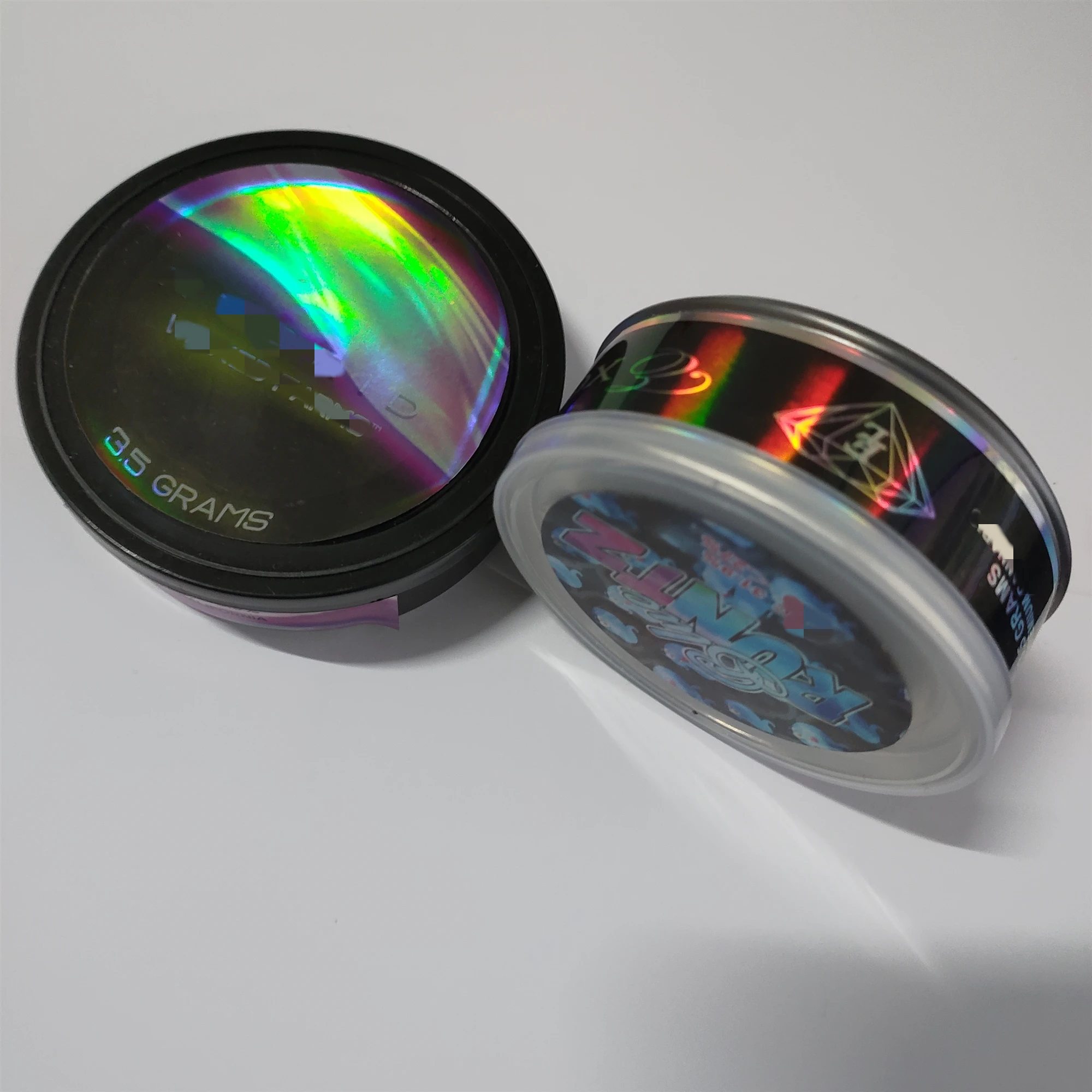 
Child Safe Round Shape Press in tin With Custom Design For Vanilla Licorice Hay Powder Packaging 