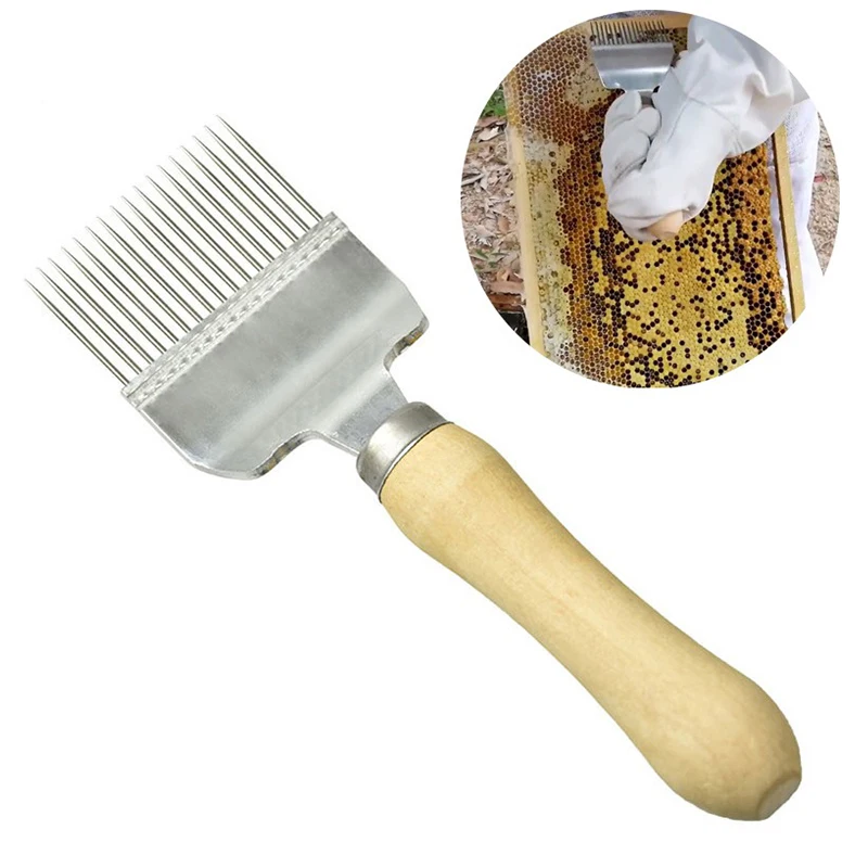 Bees Keeping Uncapping Fork Beekeeping Honeys Fork Shovel Tool With Wooden Handle 17 Root Bees Fork For Beekeepers