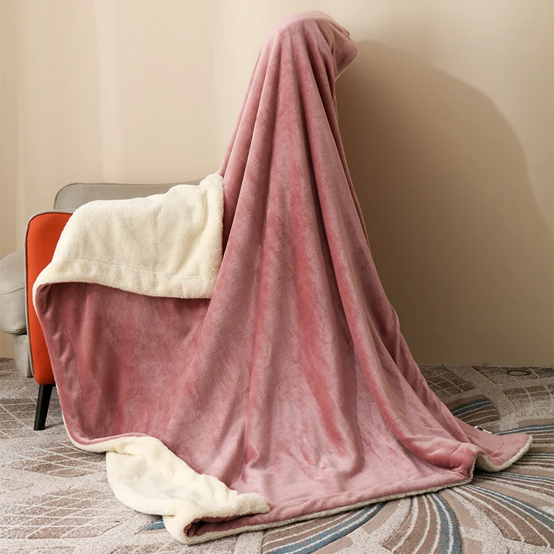 Factory spot wholesale cheap double layer lamb flannel Sherpa 50 * 60 inch thick home leisure sofa cover blanket