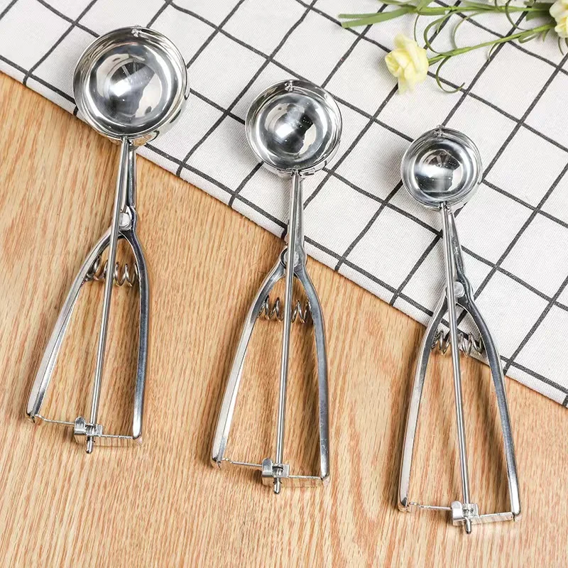 New 304 Stainless Steel Round Ice Maker Ice Ice Cream Scoop Spoon