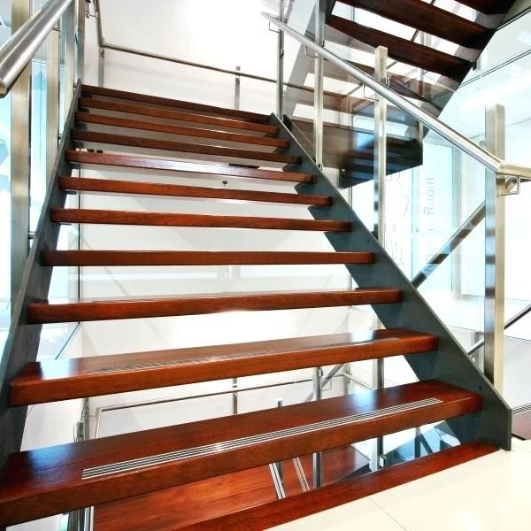 Prima factory Stair Double-sided board stairs  Cable  glass Railing Stringer with Wooden Step Design