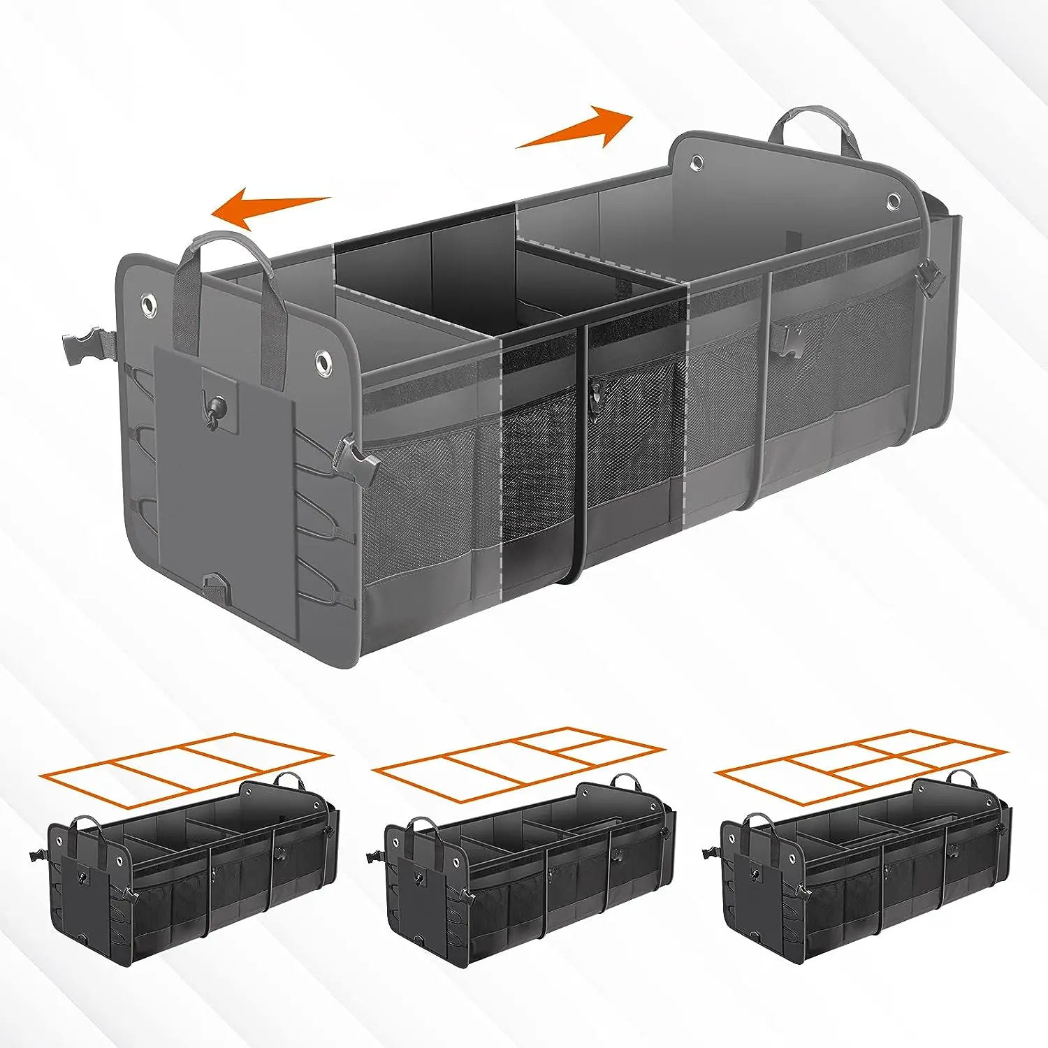 HOT Large Trunk Organizer with Removable Cooler Bag Non Slip Bottom Cargo Storage Suitable for Any Car, SUV, Truck, or Van
