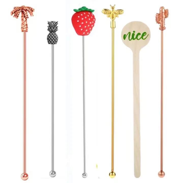 Classic Design Stainless Steel 7 inch Professional Bartender Bar Cocktail Mixing Stirrer for Wine  Milk Tea Coffee Juice