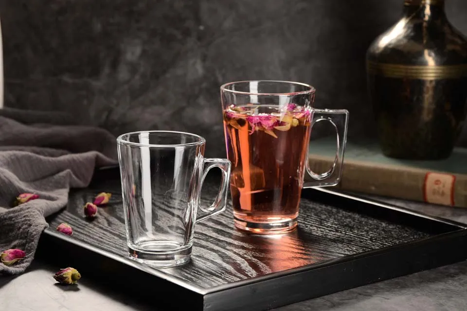 square handle coffee glass cup