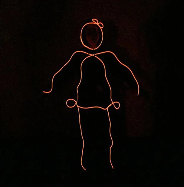 Luminescent Heart Man suit EL wire Glowing Gloves Clothes Dance wear led costume