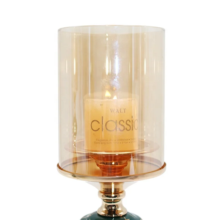 European romantic dining table metal decorations simple retro ceramic candle holder wholesale