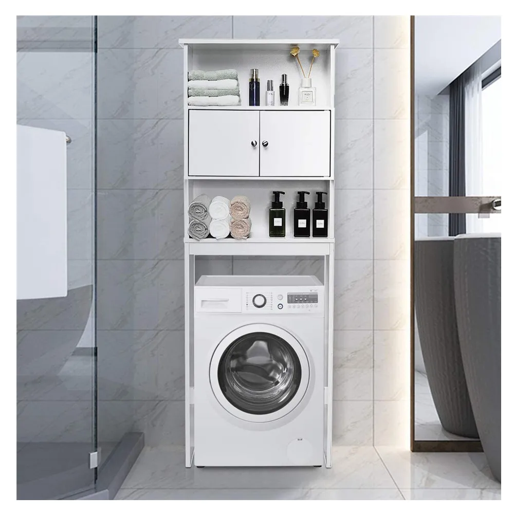 Домашний шкаф Cao Xian Hi для экономии пространства в туалете с тремя слоями и двумя дверцами полка ванной