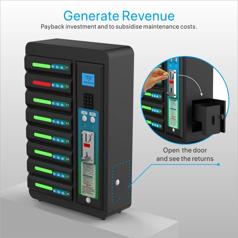  Hot Sale Electronic Safe Storage Intelligent Coin System 8 Door Electric Lock cellphone charging