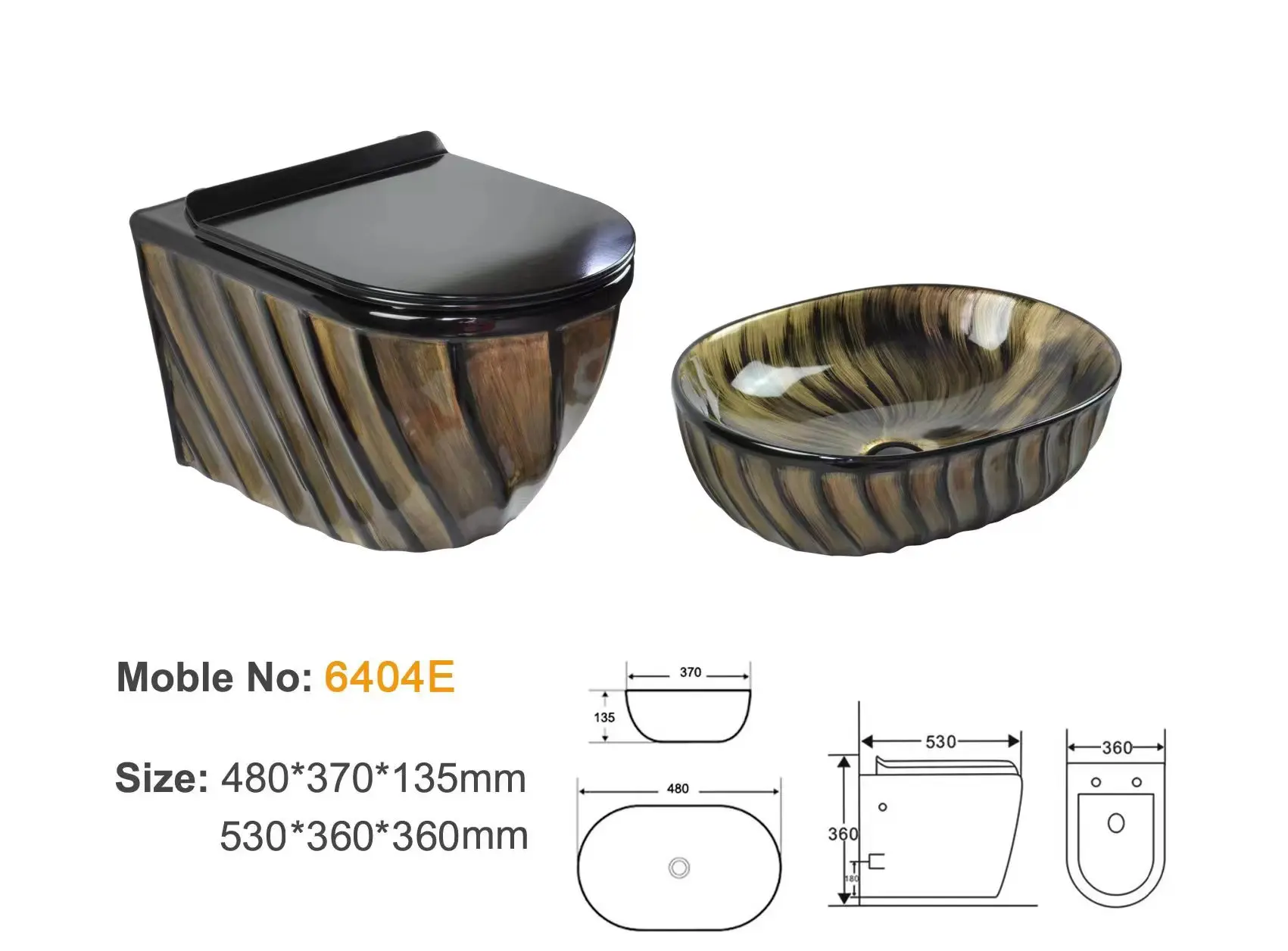 Sanitary Ware Wall Hung Closet Bathroom Toilet Bowl Wall Mounted Ceramic New Design Popular Black Wall Hung Toilet