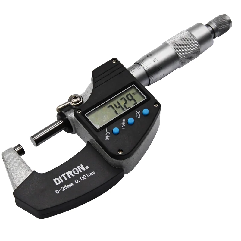 DITRON Digital Micrometer 0.001 mm 0-25mm/25-50mm Electronic Outside Micrometer With Scale Line Micrometer Gauge Measuring Tool