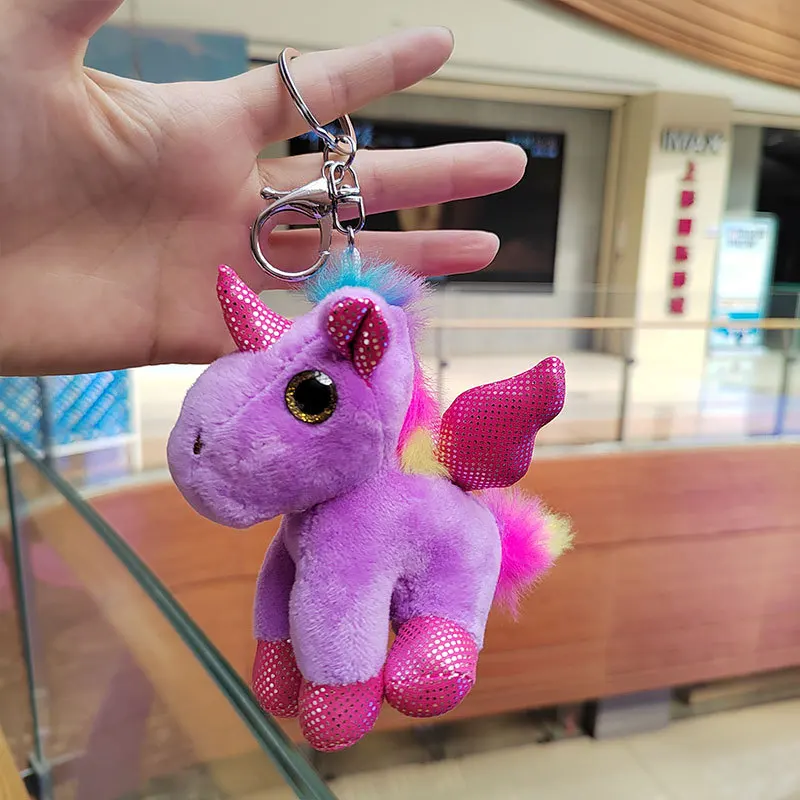 Mini Kawaii Cartoon Stuffed Animal Toys Child Gifts Colorful Unicorn Plush Keychain