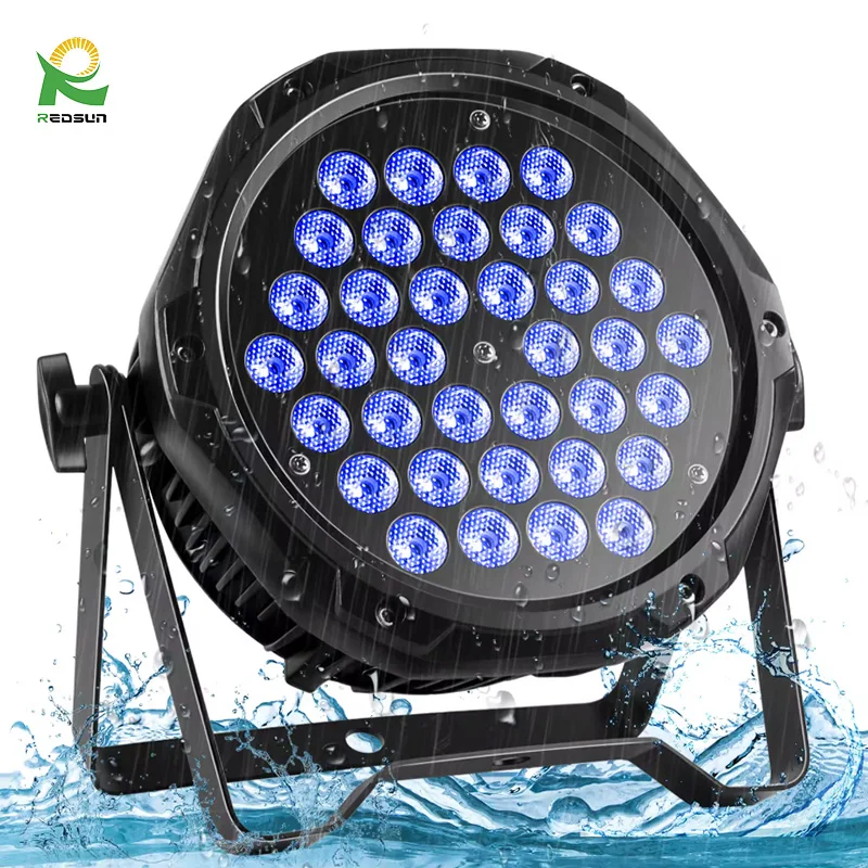 Redsun New 36 RGBW 3-in-1 LED Stage Par Lights Lamp IP65 DJ Disco Party Spotlights for Dance Floor for Party Control