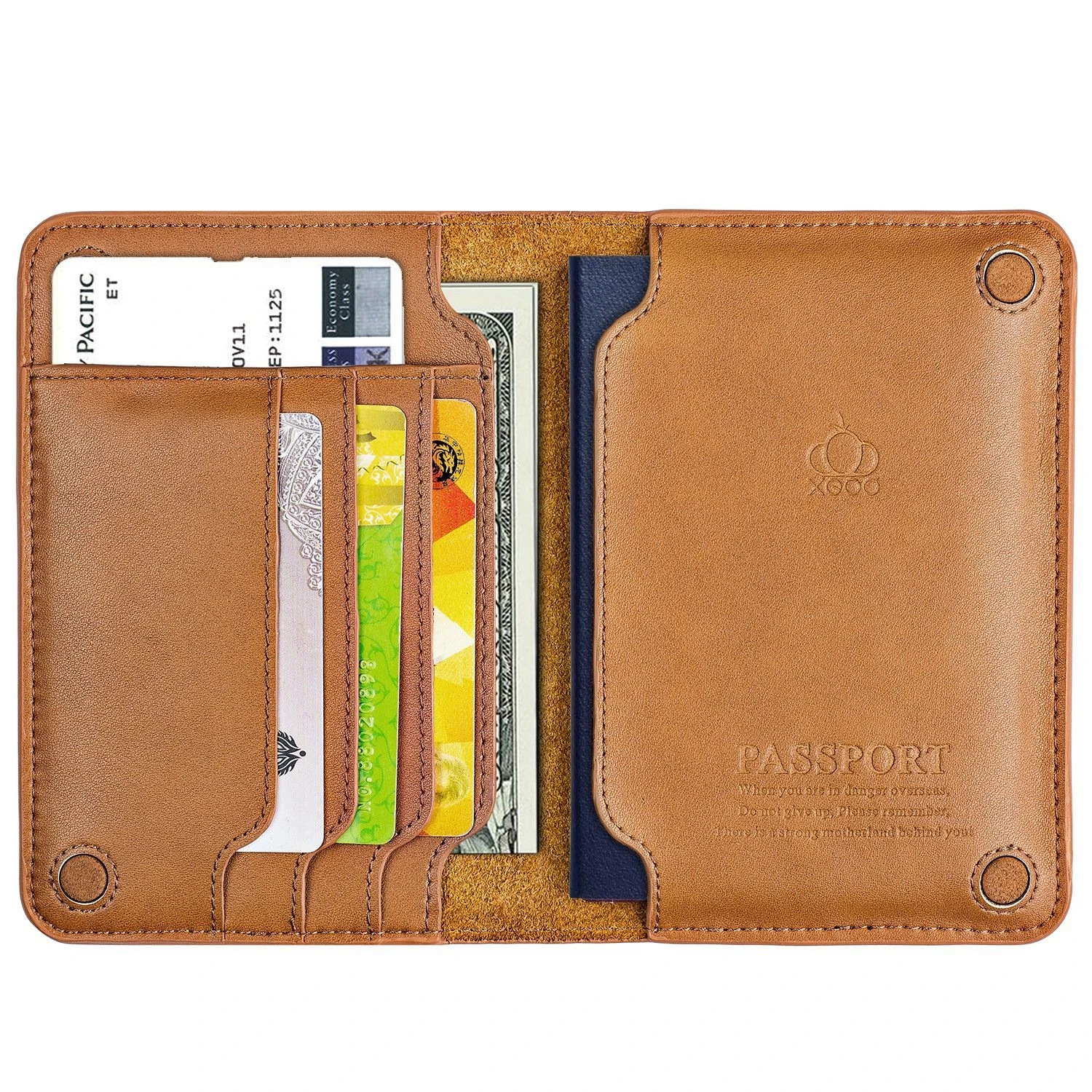 Amazon Hot Selling Men Wallet Cowhide Passport Bag Ticket Holder Multifunctional Card Holder Wallet Leather Card Holder