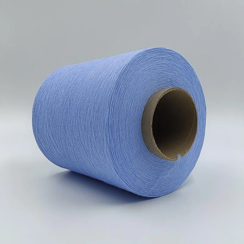 Good Elastic Polyester Cotton Covered Spandex Yarn 32S + 40D Blue Nylon for Textiles Making