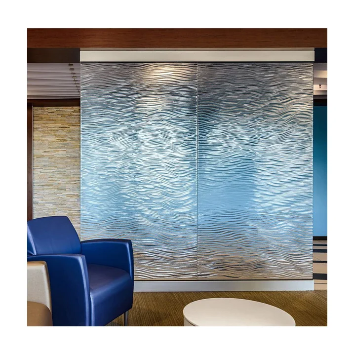 Hot Melt Tempered Fused Water Ripple Glass Partition Wall Prices