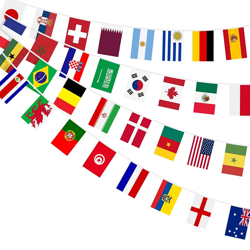 Factory Price Small Flag Custom Printing Outdoor Decorative Pennant Triangle String Country Flags