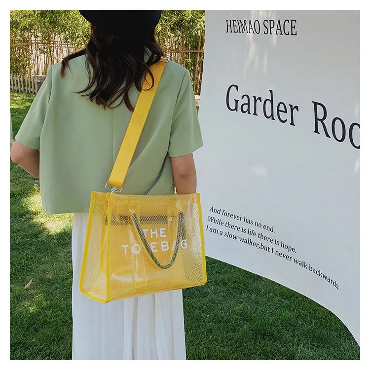 2022 Летняя женская розовая, зеленая, размер 8, блестящая, личи, пузырьки со стразами и прозрачная пляжная сумка-тоут из ПВХ