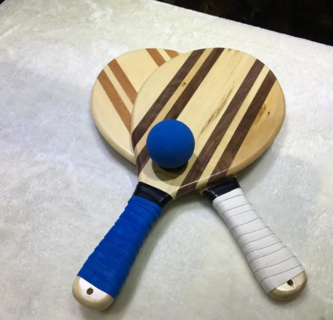 Promotional wholesale cheap wood paddle beach tennis racket with logo printed