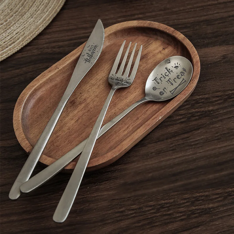 High Quality Stainless Steel Cutlery Mirror Vintage Flatware Snowflake Frosted Feel Knife Fork Spoon Silverware For Restaurant