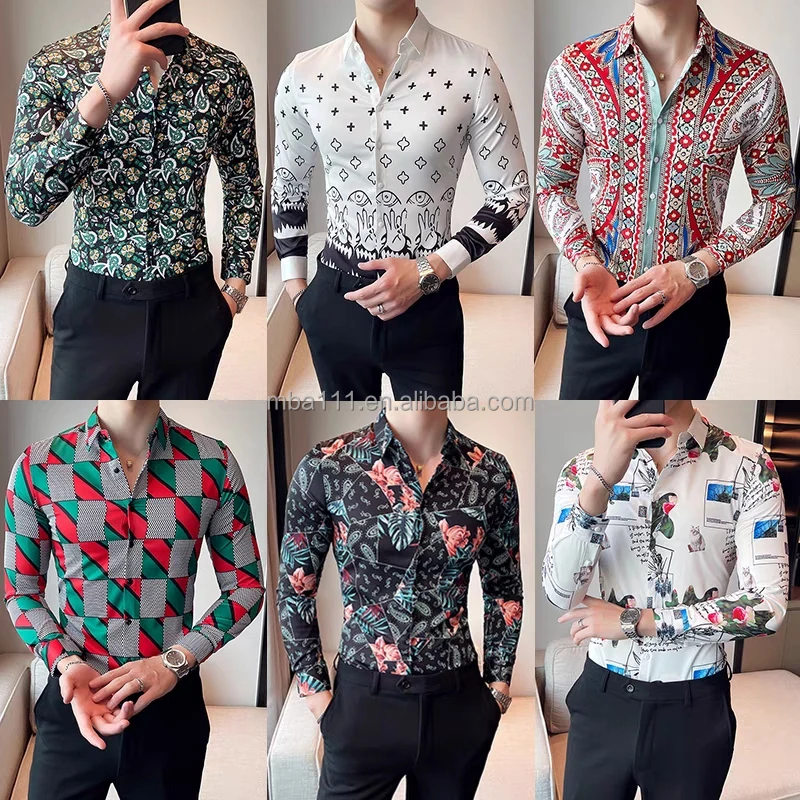 New Fashion Luxury Summer Man Shirt Wholesale Printed Brand Designer Casual Shirts