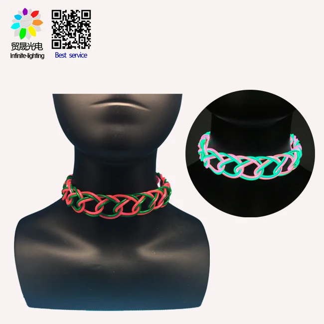 LED DIY flashing luxury choker colorful lighting up glow up necklace