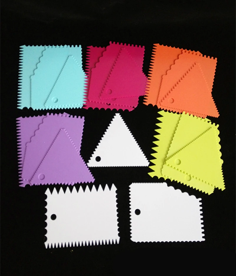 Three-piece rose red and yellow plastic cream cake scraper pastry dough cutting knife