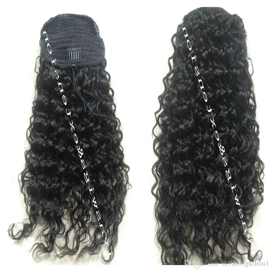 Кудрявые накладные человеческие волосы для конского хвоста, Бразильская Волшебная паста, удлинители конского хвоста, шиньоны для женщин, волосы Remy 120 г