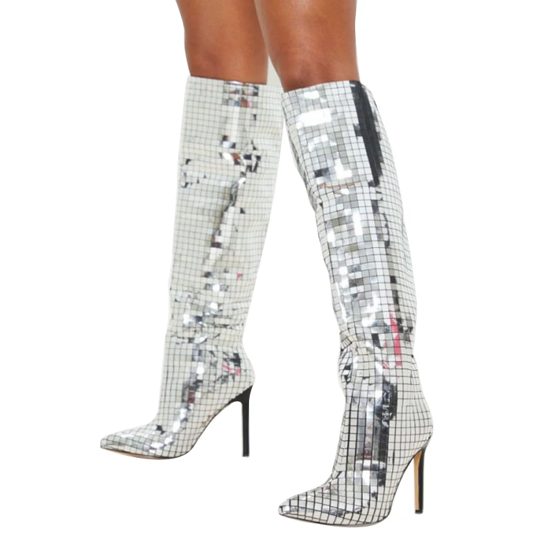 Fashion thigh high patent thin heel boots sexy for women
