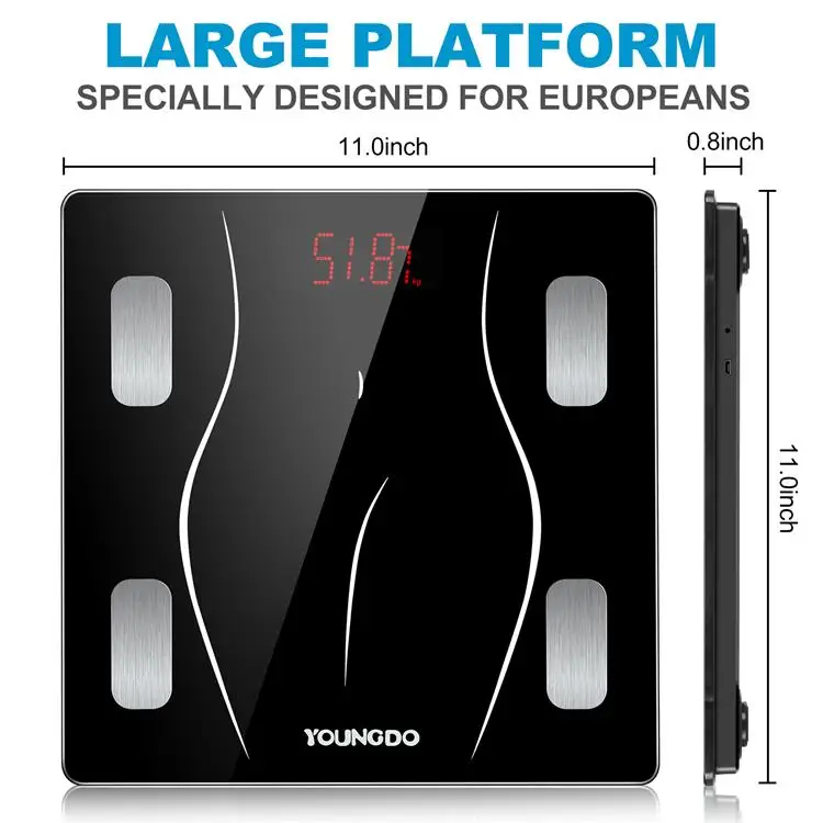 YOUNGDO electric smart body weight scale bmi wireless body scales with body analysis
