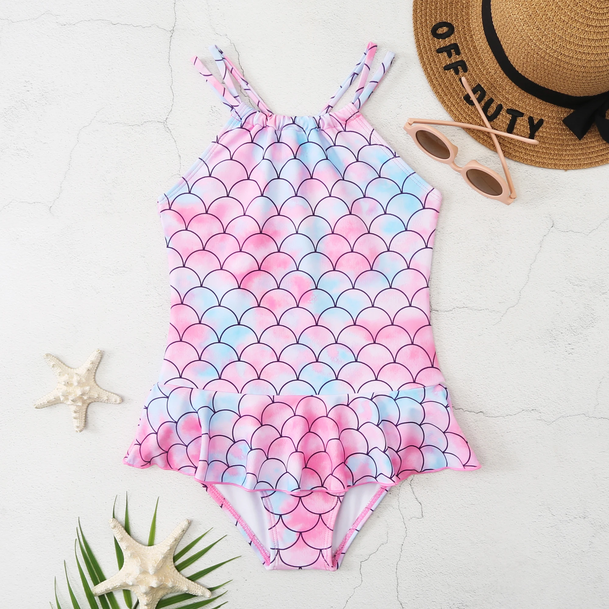 High Quality Children Little Girl Swimwear One Piece Top And Bottom Custom Prints For Teen kids Swimwear Design