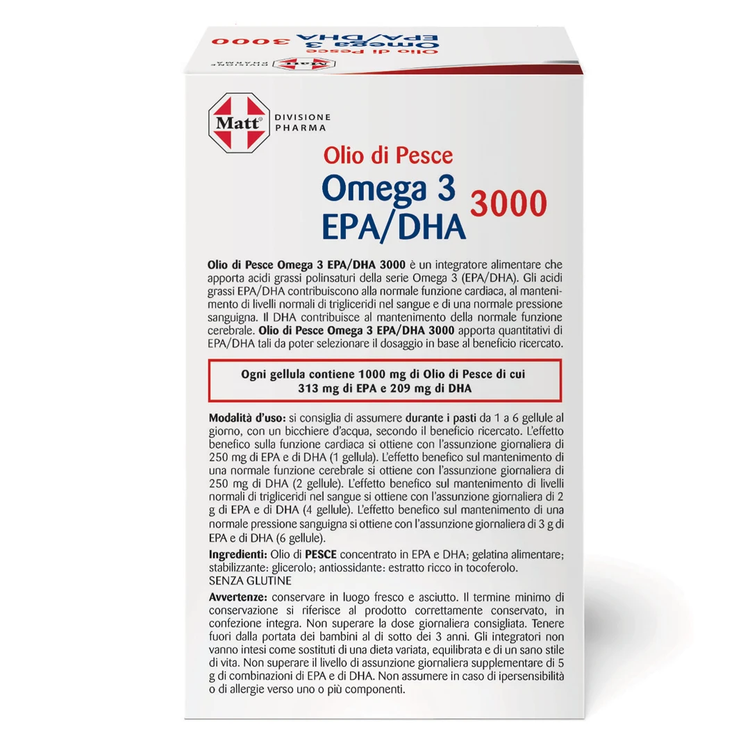 Made In Italy Cardiac Function And Triglycerides Omega 3 EPA/DHA 3000 Softgel Capsule Fish Oil For Adults