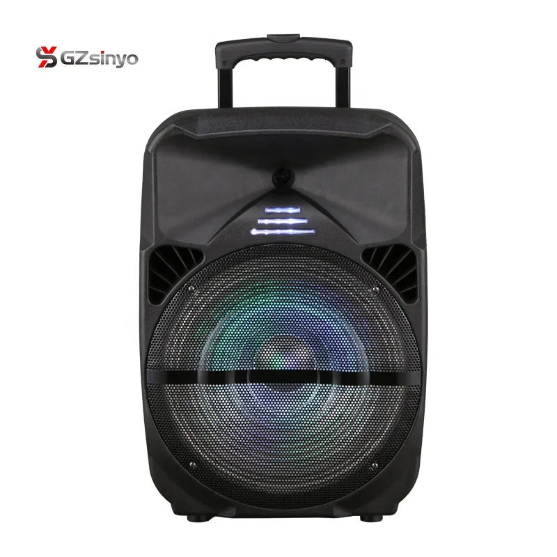 ready goods 15 inch portable BT trolley rechargeable speaker with mic