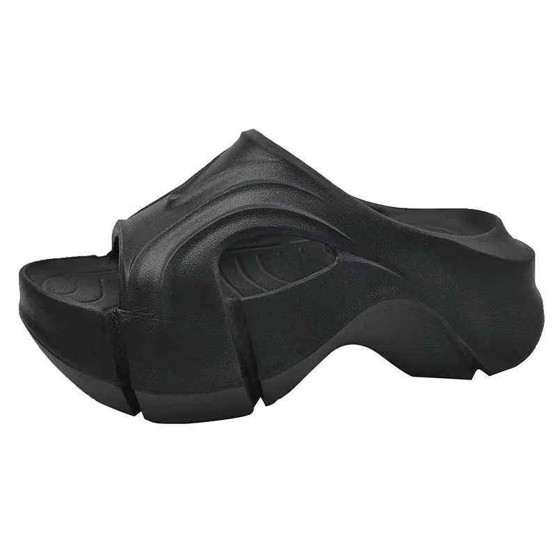 Fashion ladies walking shoes with heel softness home slides shoes with thick sole Customized logo women platform slippers
