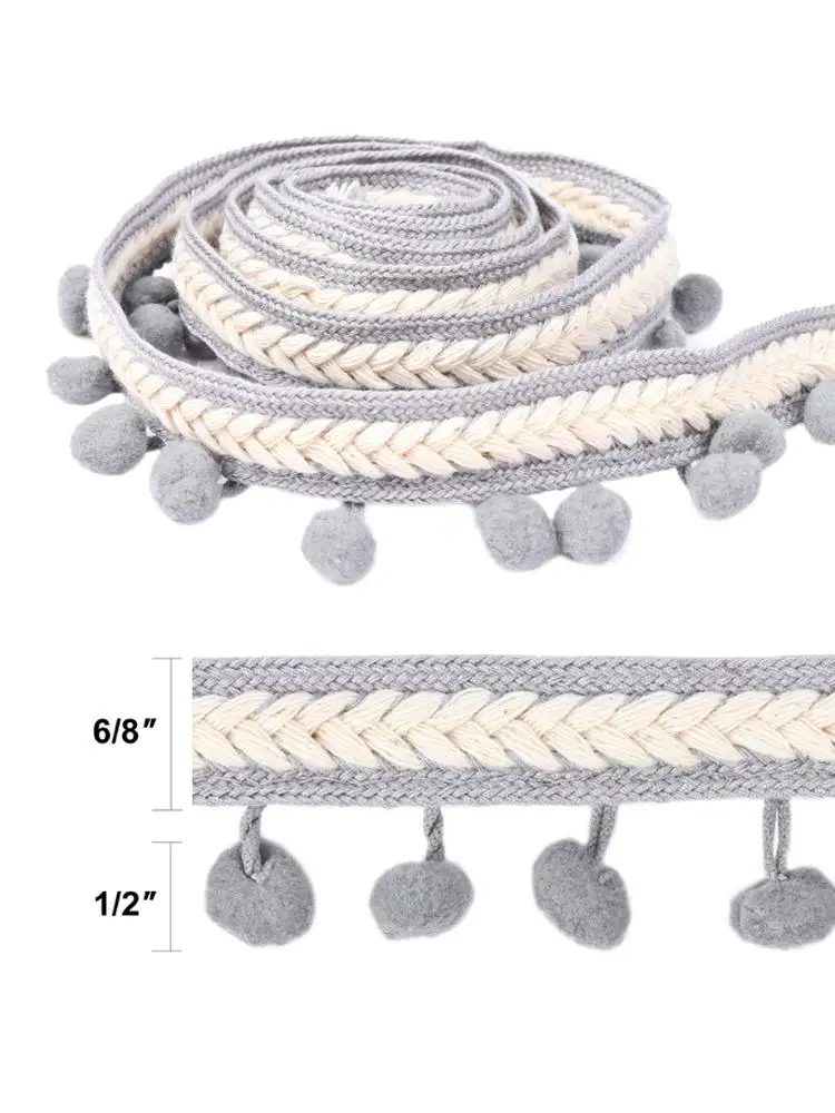 Multi Color Pompom Trim Roll Fringe Ribbon Pom Pom Ball String for DIY Home Curtain Clothes Pillow Decoration