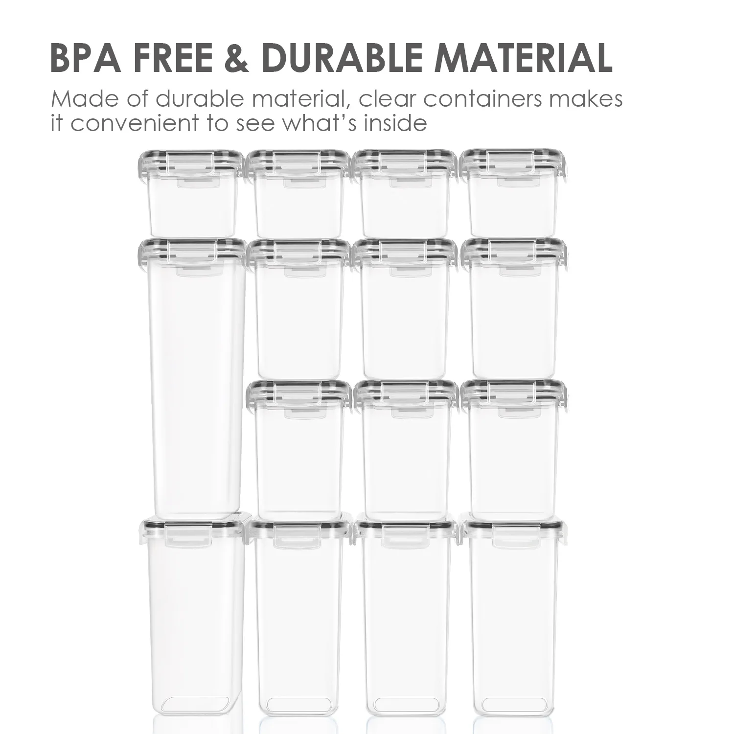 Kitchen Food Storage Containers Gift 8 Pcs BPA Free Plastic Stackable Cereal Storage Containers with Lids