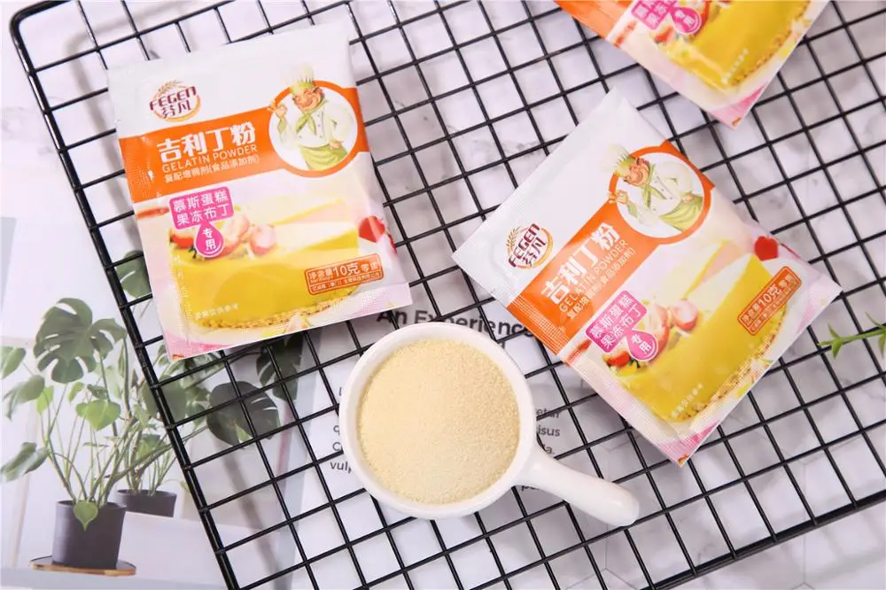 
10g/bag Unflavored Food and Beverage cheap price bulk wholesale halal fish Gelatin powder for cake/jelly/pudding 